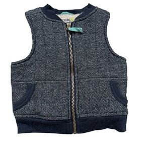Genuine Kids OshKosh Herringbone Blue Knit Full-Zip Front Sherpa Lined Vest 12M